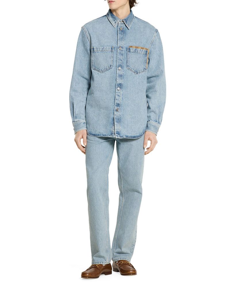 Gucci DÉLAVÉ DENIM TROUSERS WITH GG INSERT Size US 31 - 2 Thumbnail