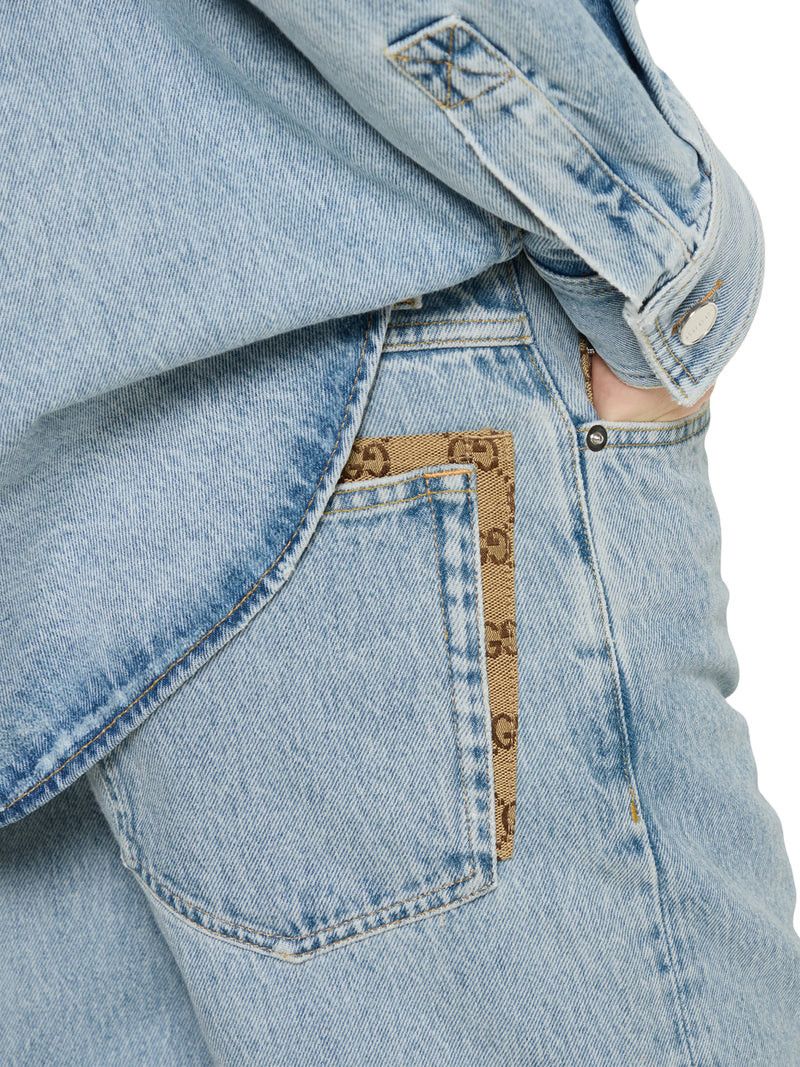 Gucci DÉLAVÉ DENIM TROUSERS WITH GG INSERT Size US 31 - 5 Thumbnail