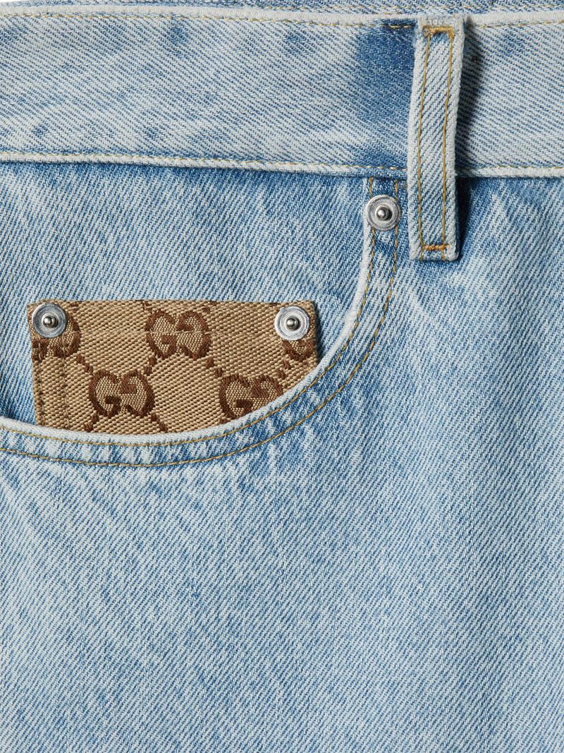 Gucci DÉLAVÉ DENIM TROUSERS WITH GG INSERT Size US 31 - 6 Thumbnail