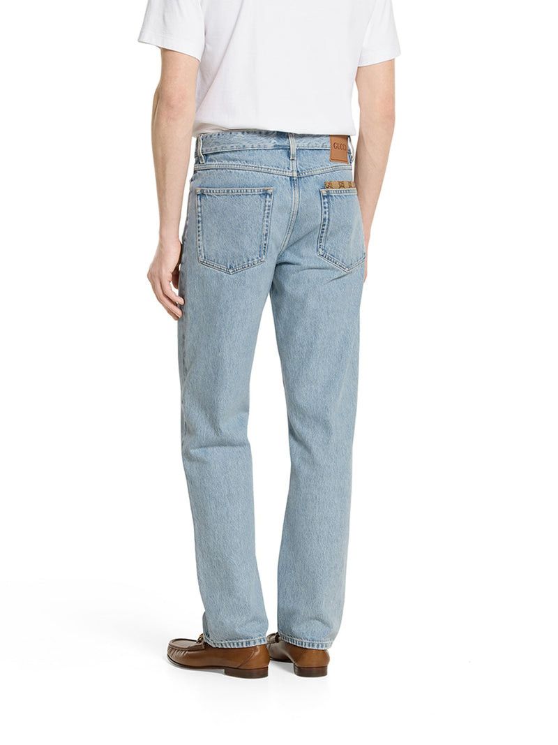 Gucci DÉLAVÉ DENIM TROUSERS WITH GG INSERT Size US 33 - 4 Thumbnail