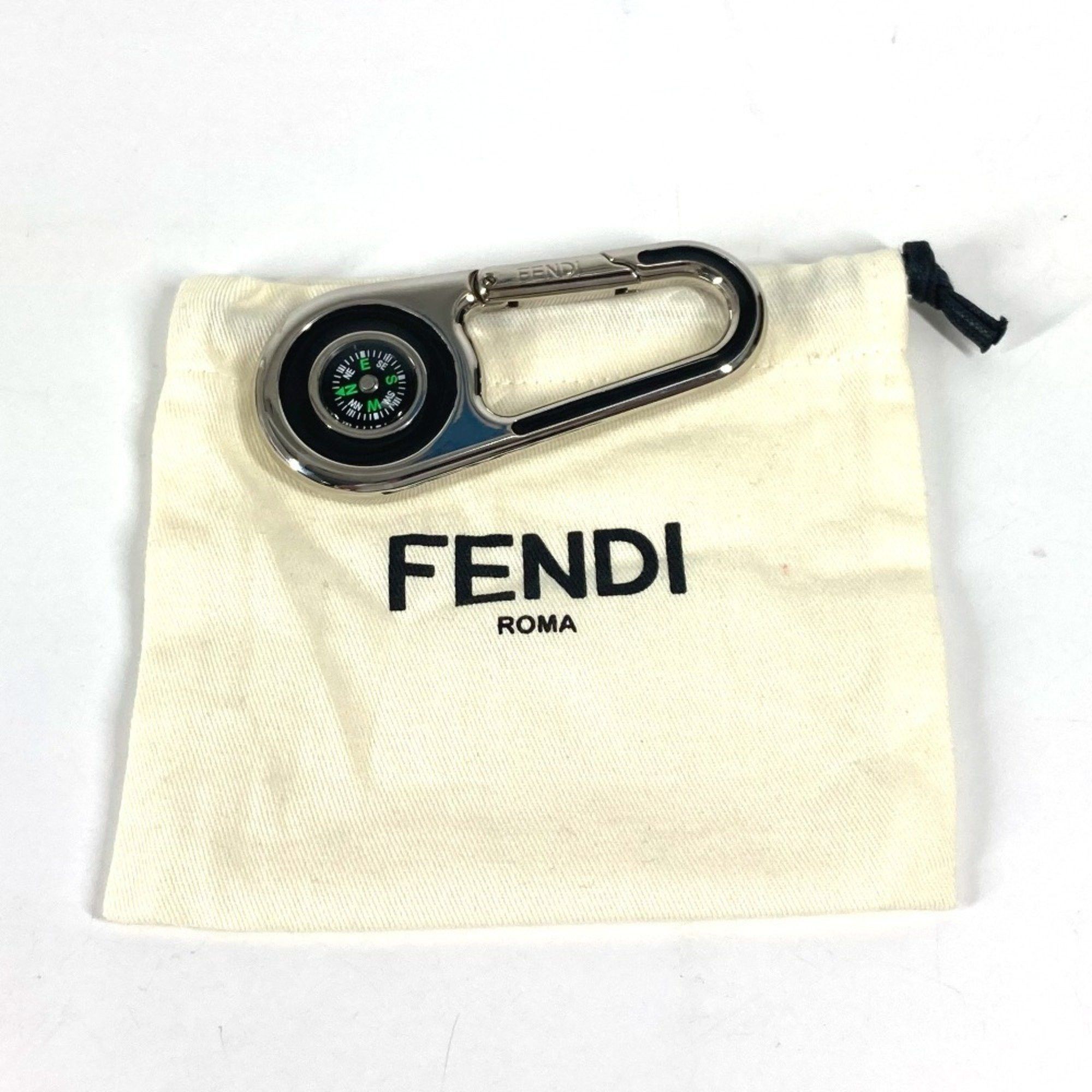Fendi FENDI Logo Carabiner with Compass Bag Charm Keychain Metal Men's Women's Silver Size ONE SIZE - 8 Thumbnail