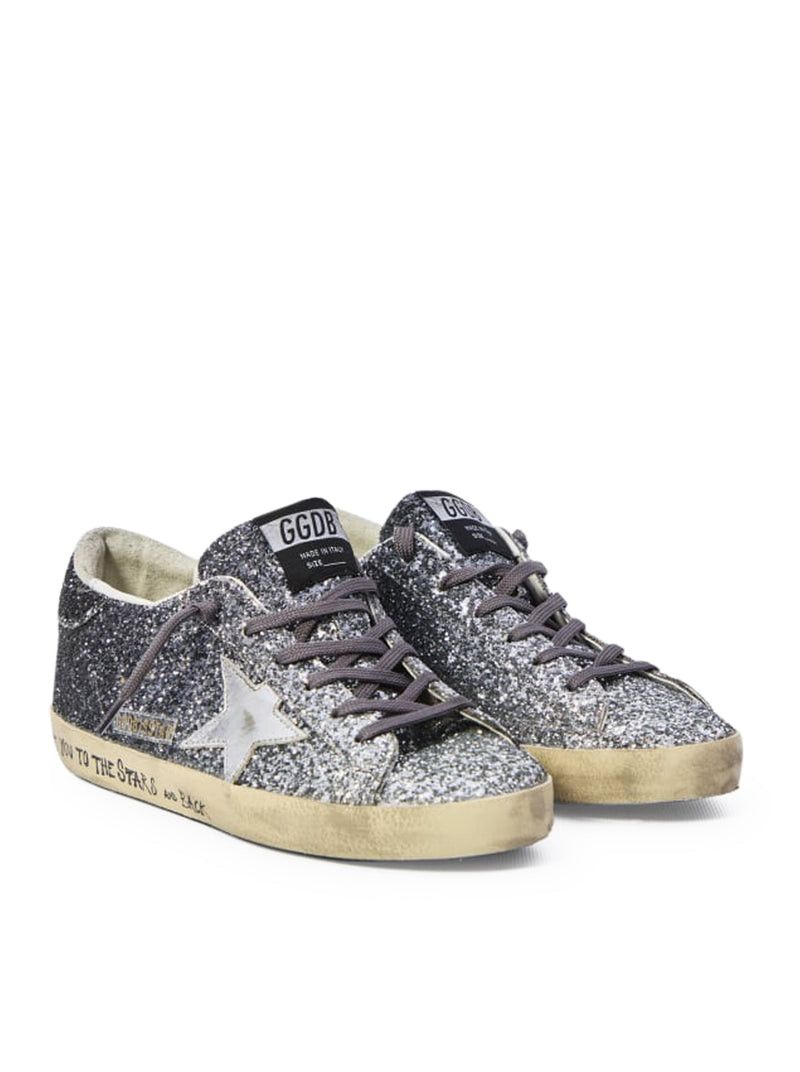 Golden Goose SUPER-STAR SNEAKERS WITH GLITTER Size US 10 / IT 40 - 2 Thumbnail