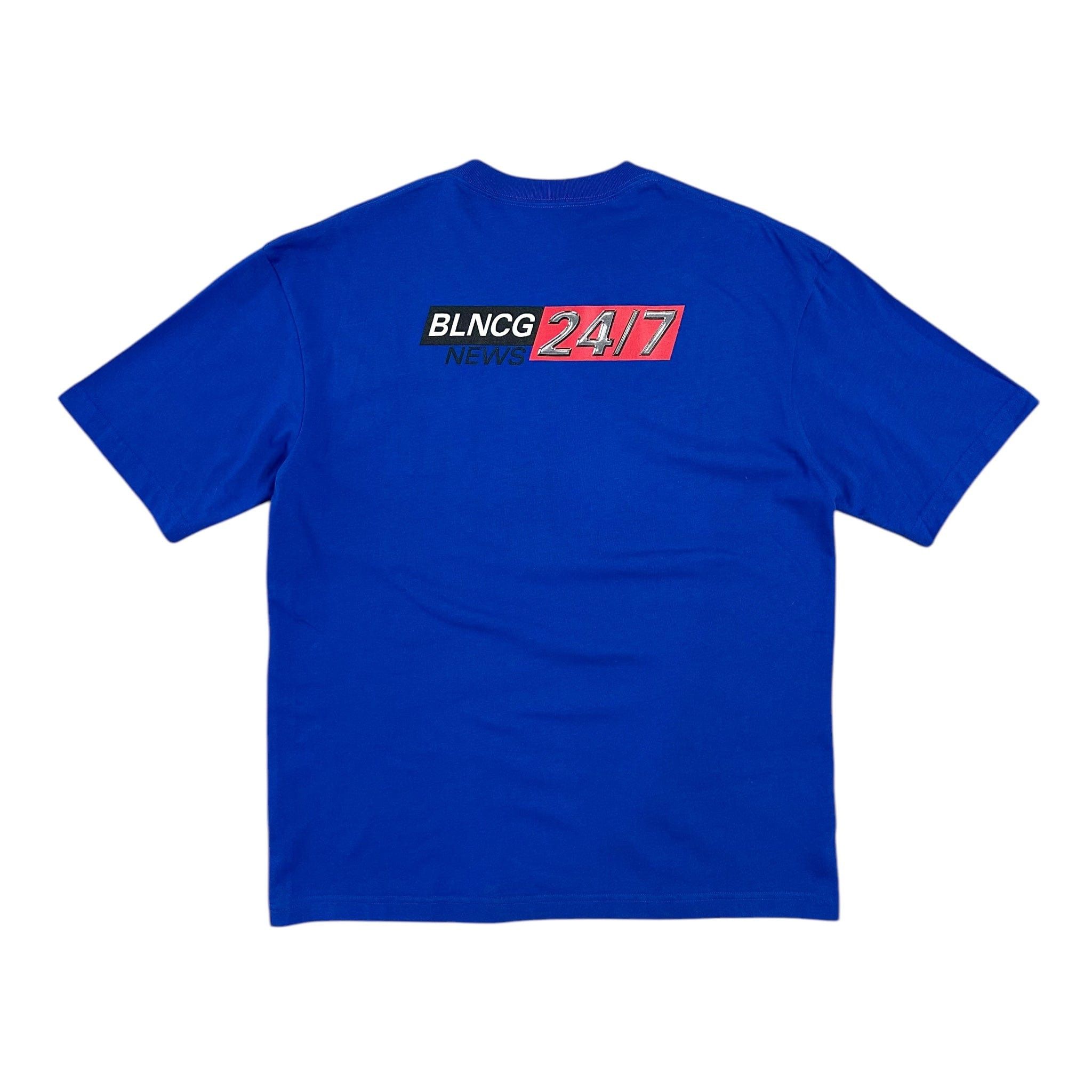 24/7 News Logo Short Sleeve Tee Shirt Blue Red Multi