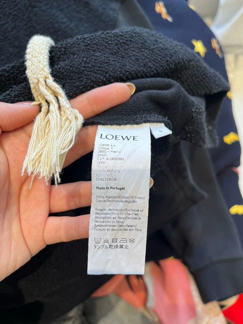 loewe black hoodie with logo embroidery