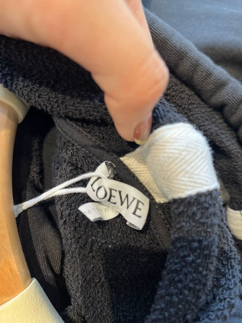 loewe black hoodie with logo embroidery