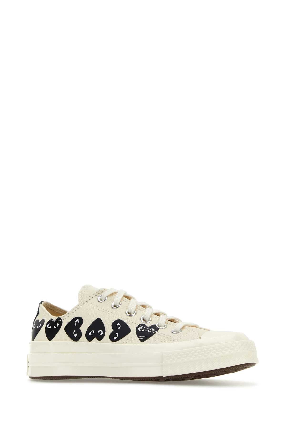 Comme des Garcons PLAY Ivory Canvas Comme Des Garã§Ons X Converse Sneakers Size US 6 / EU 39 - 2 Thumbnail