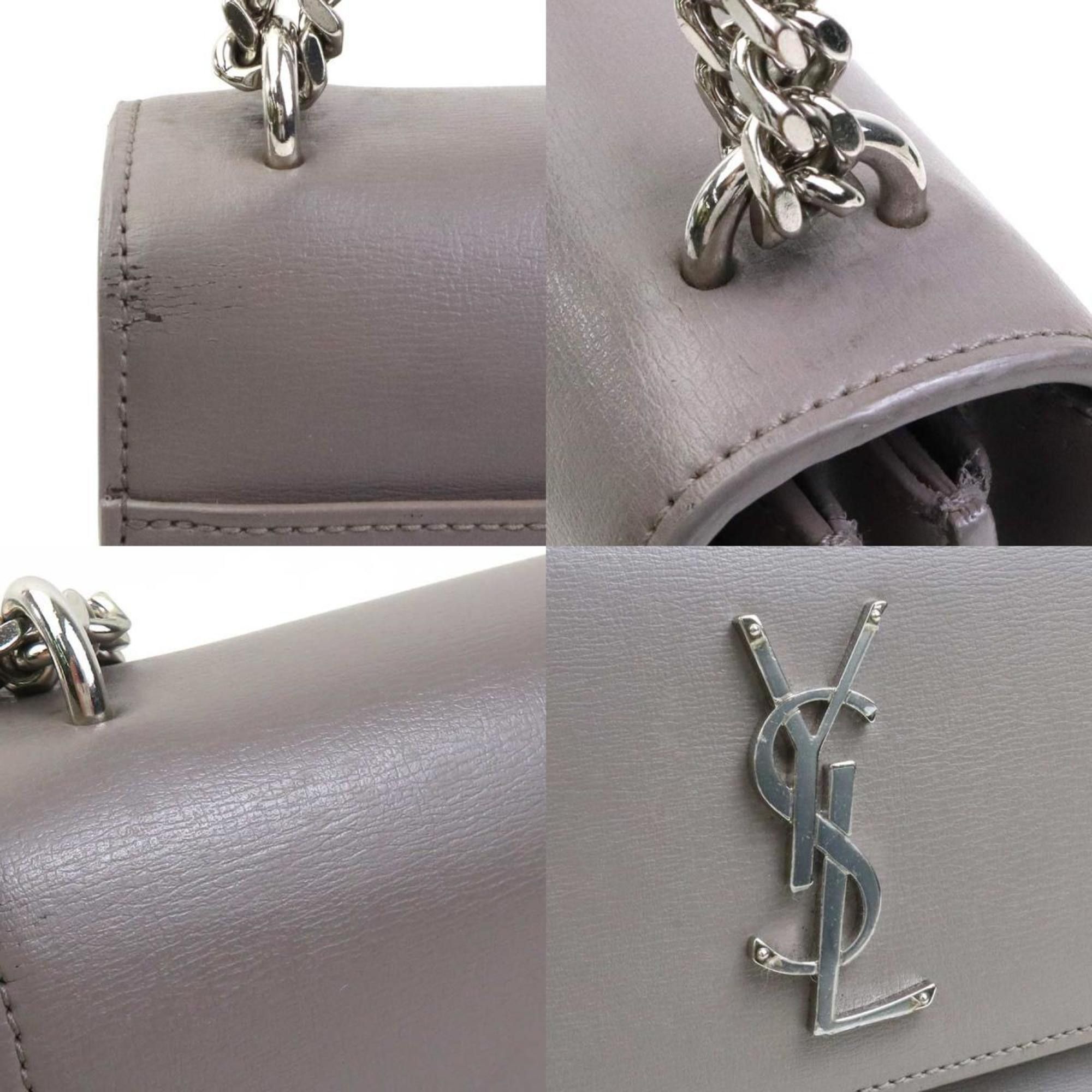 Saint Laurent Paris Saint Laurent shoulder bag leather metal grey silver women's e60593a Size ONE SIZE - 4 Thumbnail