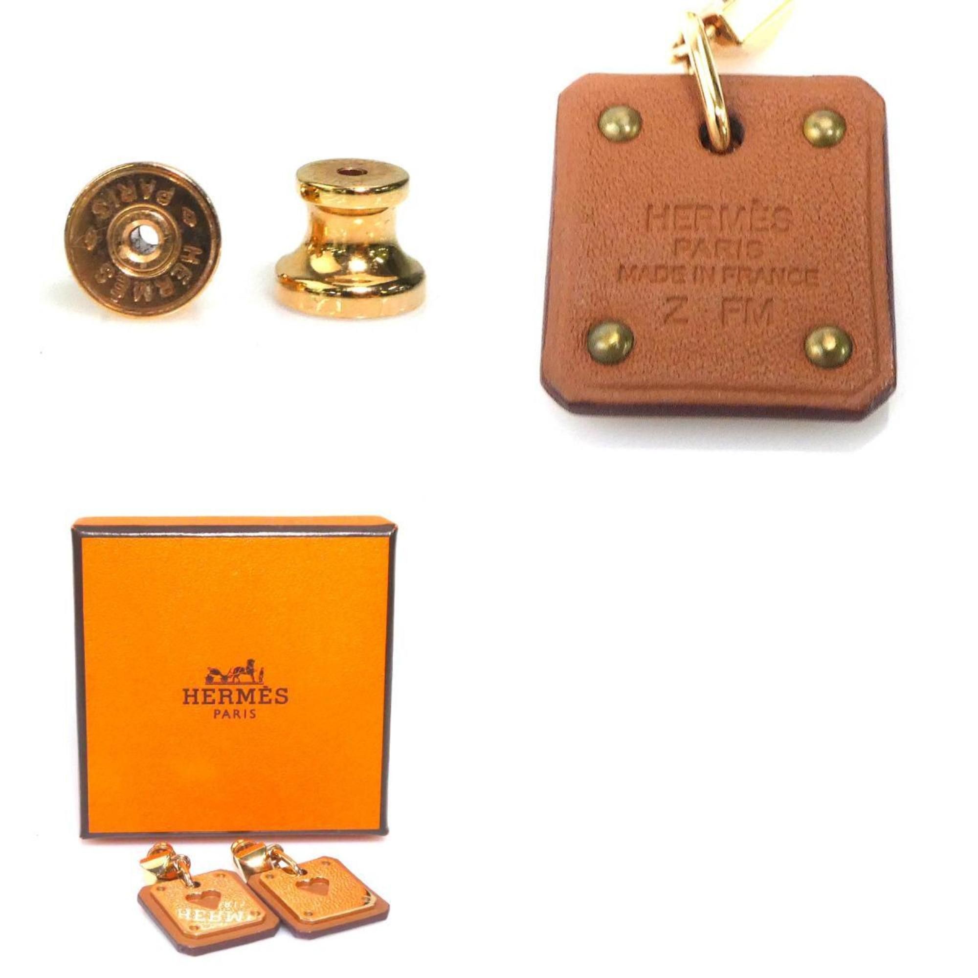 Hermes Hermes Earrings As de Coeur Metal Swift Pink Gold Brown Women's e60607g Size ONE SIZE - 5 Thumbnail