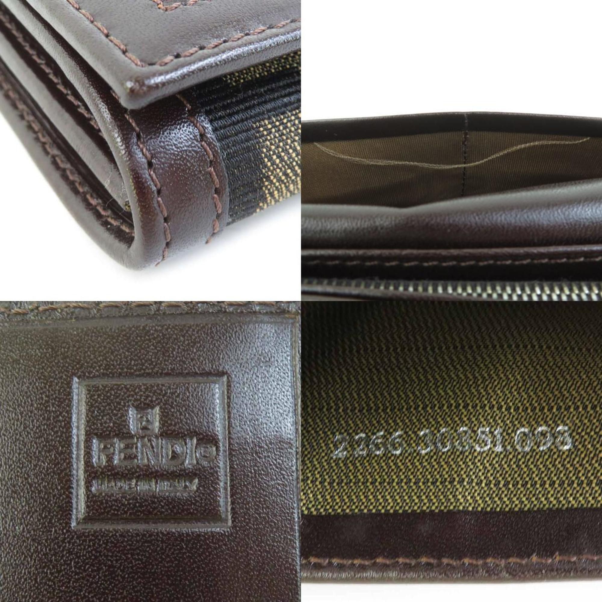 Fendi FENDI Bi-fold Wallet Zucca Canvas Leather Brown Women's e60599g Size ONE SIZE - 5 Thumbnail