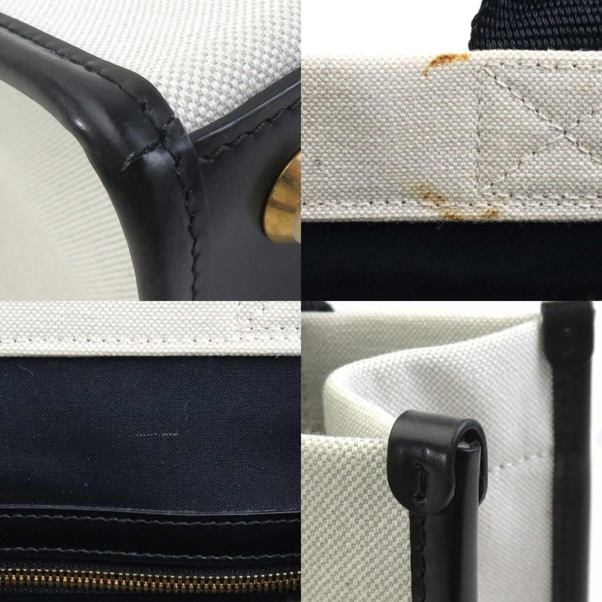 Balenciaga BALENCIAGA Handbag Shoulder Bag Canvas Leather Ivory x Black Women's 671402 h31293a Size ONE SIZE - 3 Thumbnail