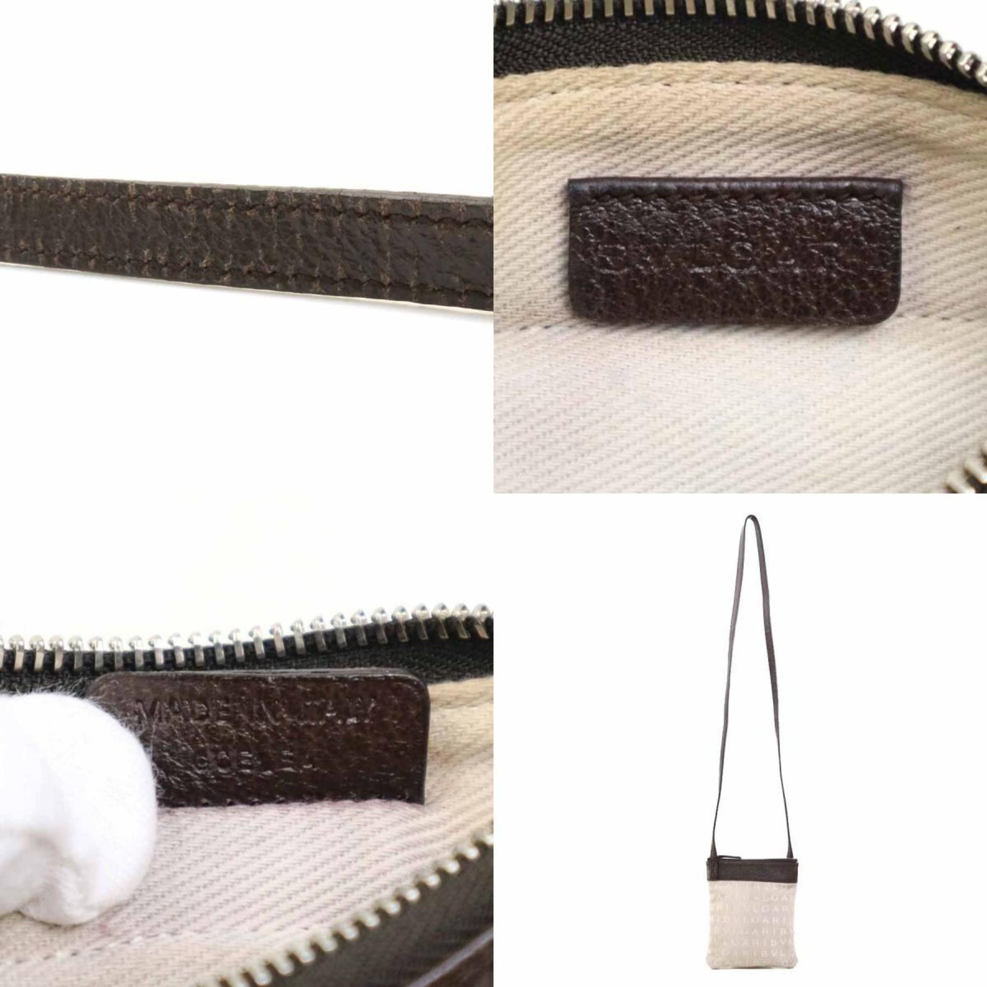Bvlgari BVLGARI Shoulder Bag Nylon Canvas Leather Beige x Brown Men's Women's h31299a Size ONE SIZE - 5 Thumbnail
