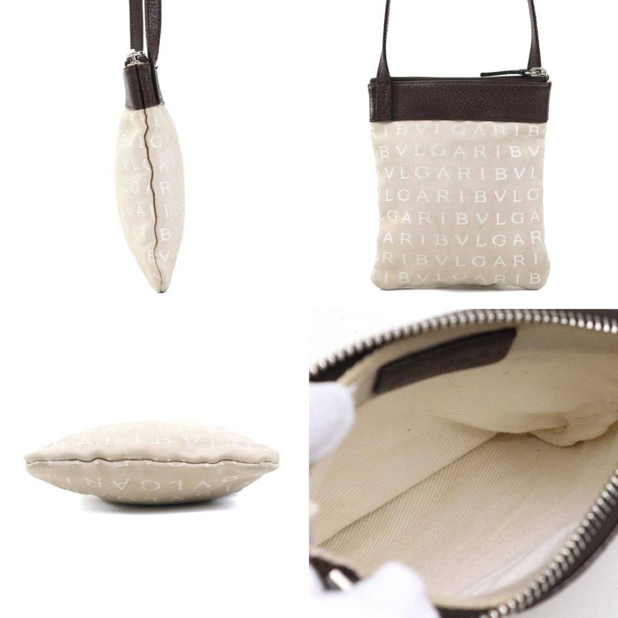 Bvlgari BVLGARI Shoulder Bag Nylon Canvas Leather Beige x Brown Men's Women's h31299a Size ONE SIZE - 2 Thumbnail