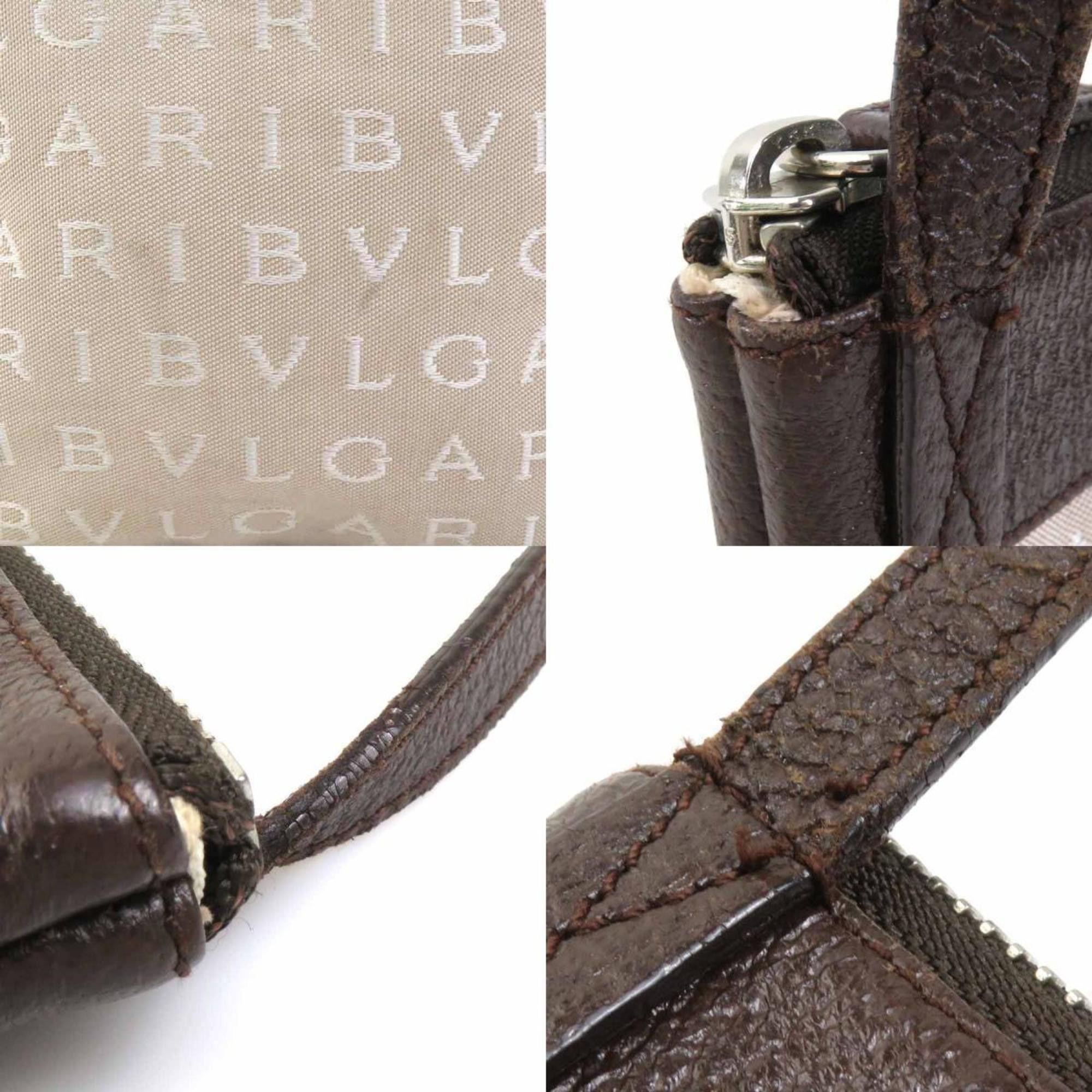 Bvlgari BVLGARI Shoulder Bag Nylon Canvas Leather Beige x Brown Men's Women's h31299a Size ONE SIZE - 4 Thumbnail