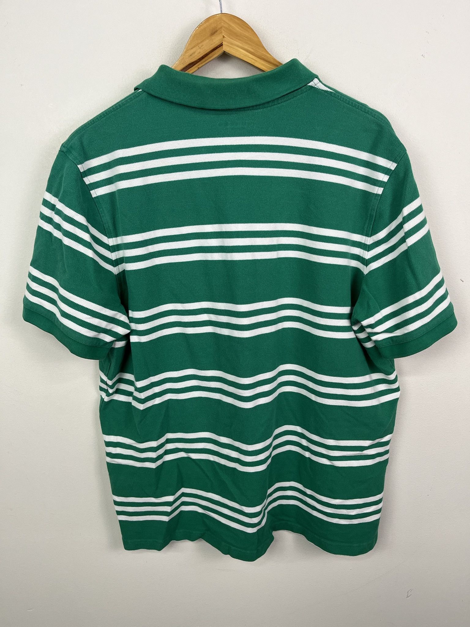 Polo Ralph Lauren × Vintage Vintage Lands End Twon Tone Striped Pattern Quarter Button Up Polo Style Shirt Size L Size US L / EU 52-54 / 3 - 3 Thumbnail