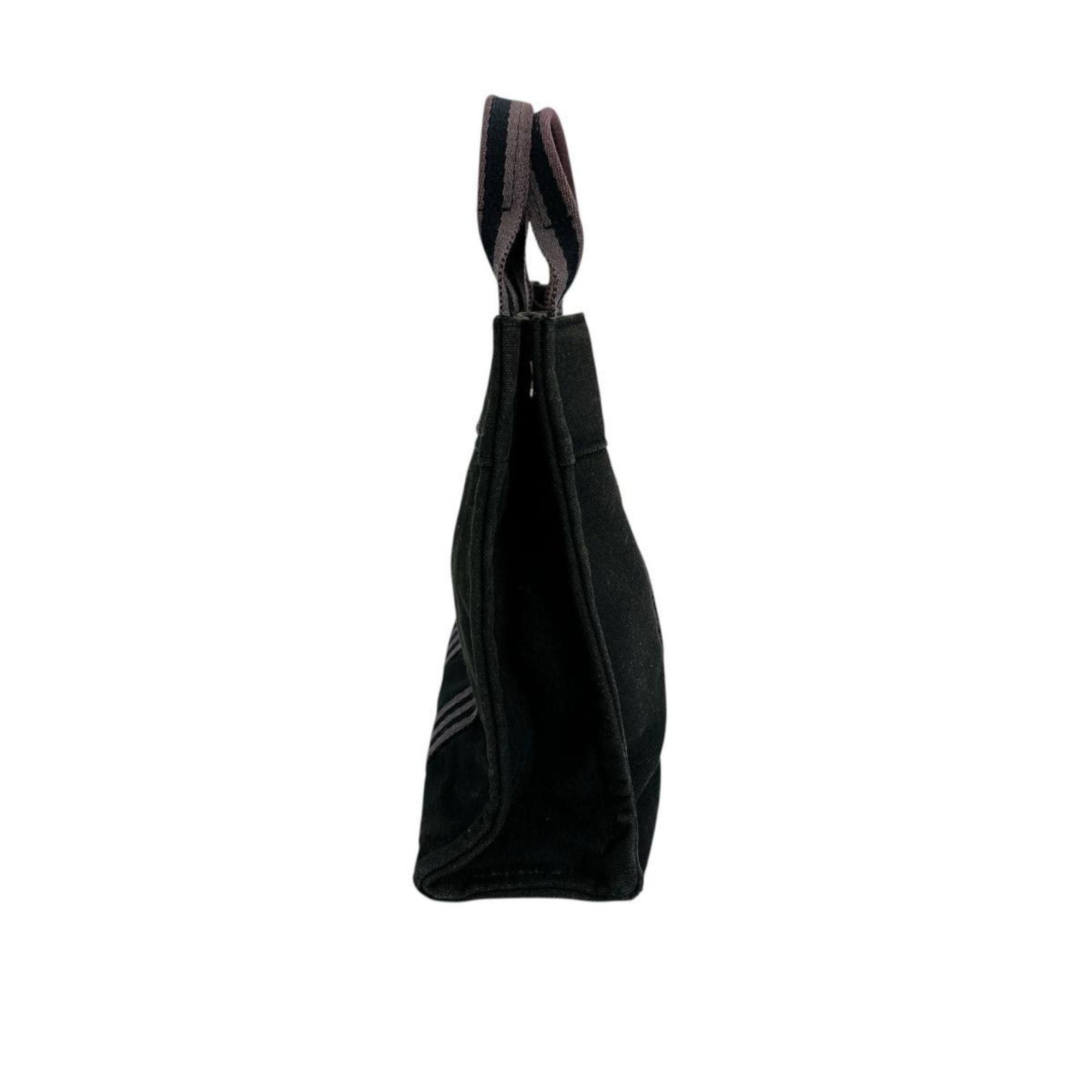 Hermes Hermes Tote Bag Handbag Canvas Foule PM Cotton Black Size ONE SIZE - 3 Thumbnail