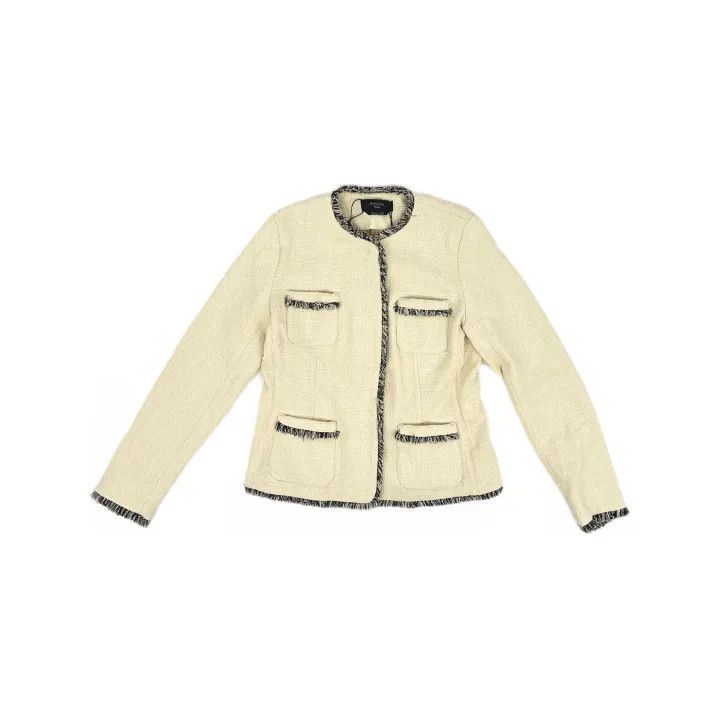 Max Mara Maxmara Women's Fringe Trim Short Jacket 0079 Size L / US 10 / IT 46 - 2 Thumbnail
