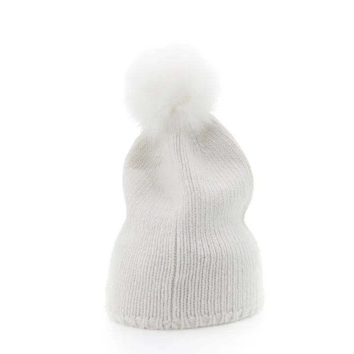 Max Mara Maxmara Stylish Versatile Knitted Fur Pom Beanie 0079 Size ONE SIZE - 2 Thumbnail