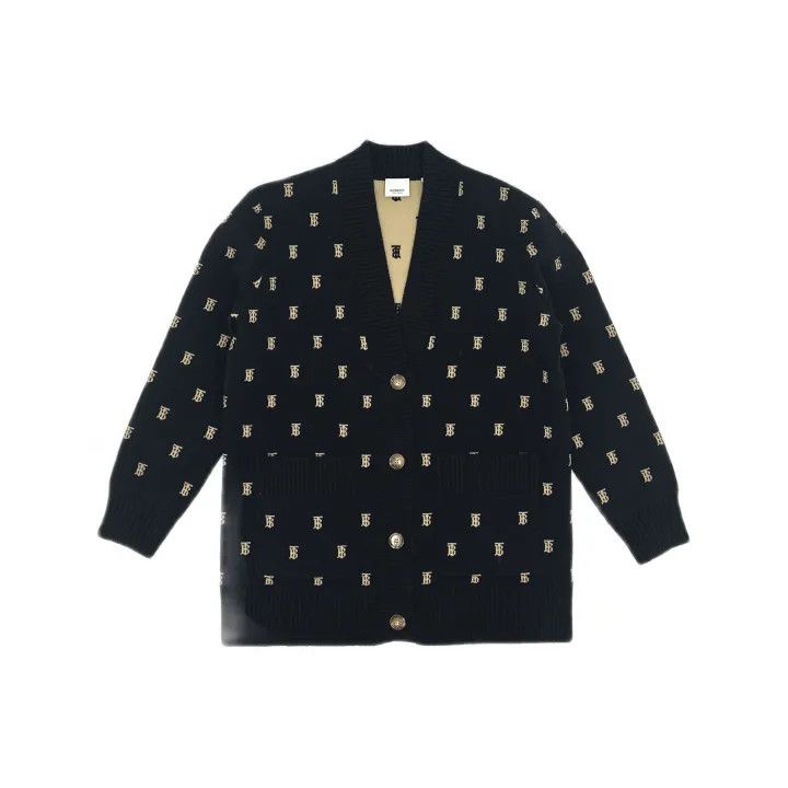 Burberry Burberry Black Logo Knit Cardigan for Women 0079 Size M / US 6-8 / IT 42-44 - 2 Thumbnail