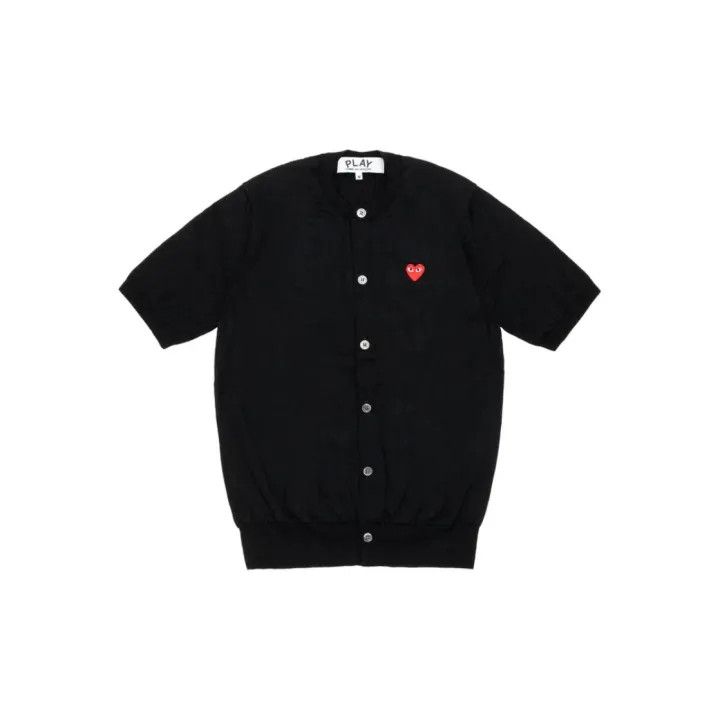 Designer Comme des Garçons Heart Buttoned Short Sleeve Sweater 0079 Size US XXS / EU 40 - 2 Thumbnail