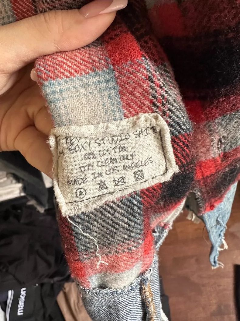 Greg Lauren patchwork plaid flannel shirt with denim Size US M / EU 48-50 / 2 - 3 Thumbnail