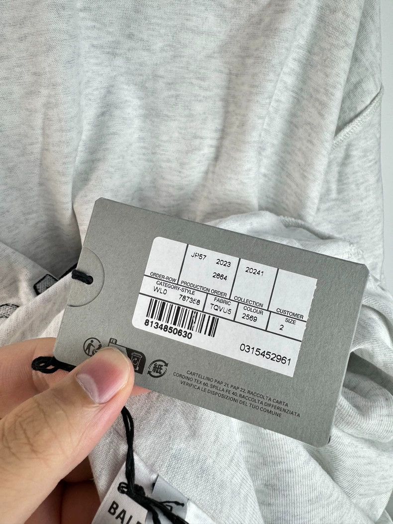 Balenciaga Balenciaga Gray Logo Embroidered Short Sleeve Tee Size US M / EU 48-50 / 2 - 3 Thumbnail