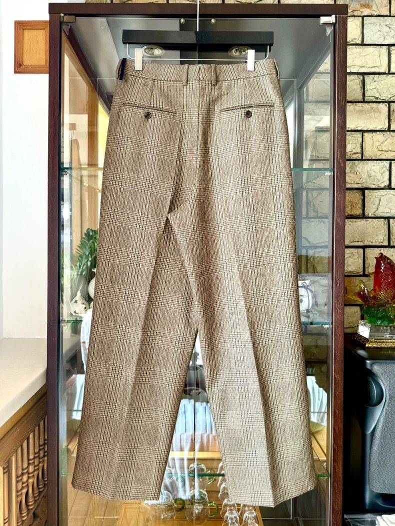 Celine Celine 23ss khaki check wide-leg pants Size US 44 / EU 60 - 4 Thumbnail