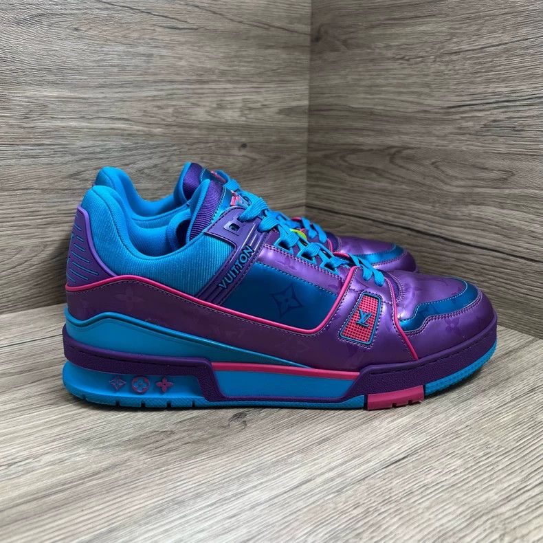 Louis Vuitton LV Trainer Blue Purple Sneakers 42 Size US 12 / EU 45 - 2 Thumbnail