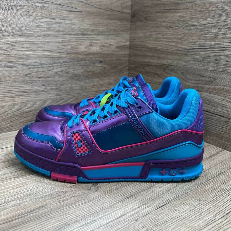 Louis Vuitton LV Trainer Blue Purple Sneakers 42 Size US 12 / EU 45 - 4 Thumbnail