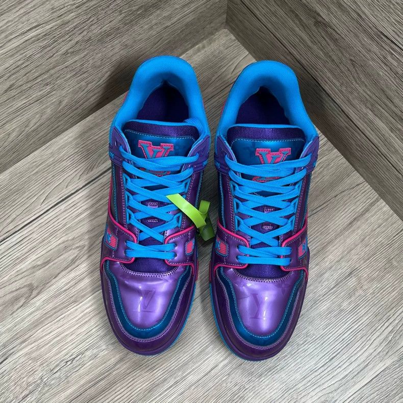 Louis Vuitton LV Trainer Blue Purple Sneakers 42 Size US 12 / EU 45 - 5 Thumbnail