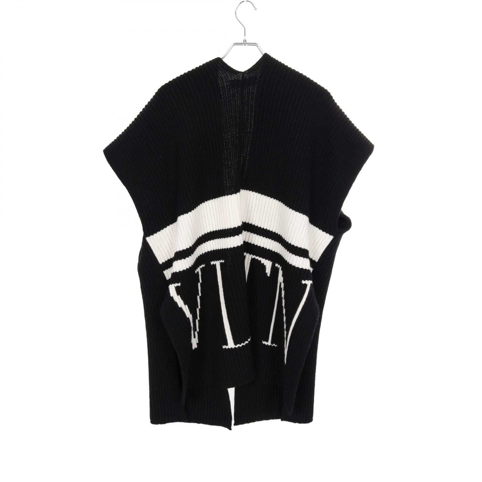 Valentino Valentino Valentino VLTN logo Wool Poncho Natural Material Outerwear UB3KSA055TK Size ONE SIZE - 2 Thumbnail