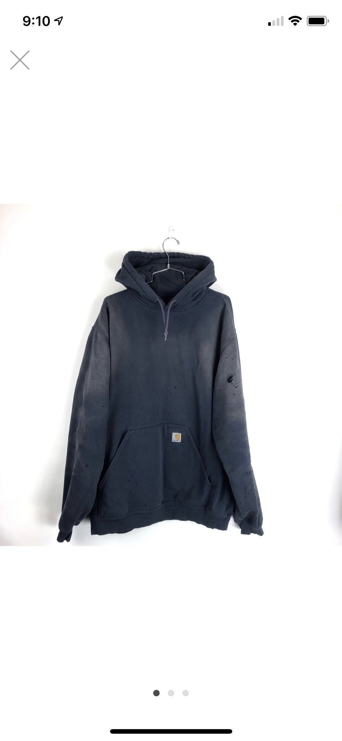 Image of Distressed Carhartt Hoody (Kanye West) in Navy, Men's (Size 2XL)