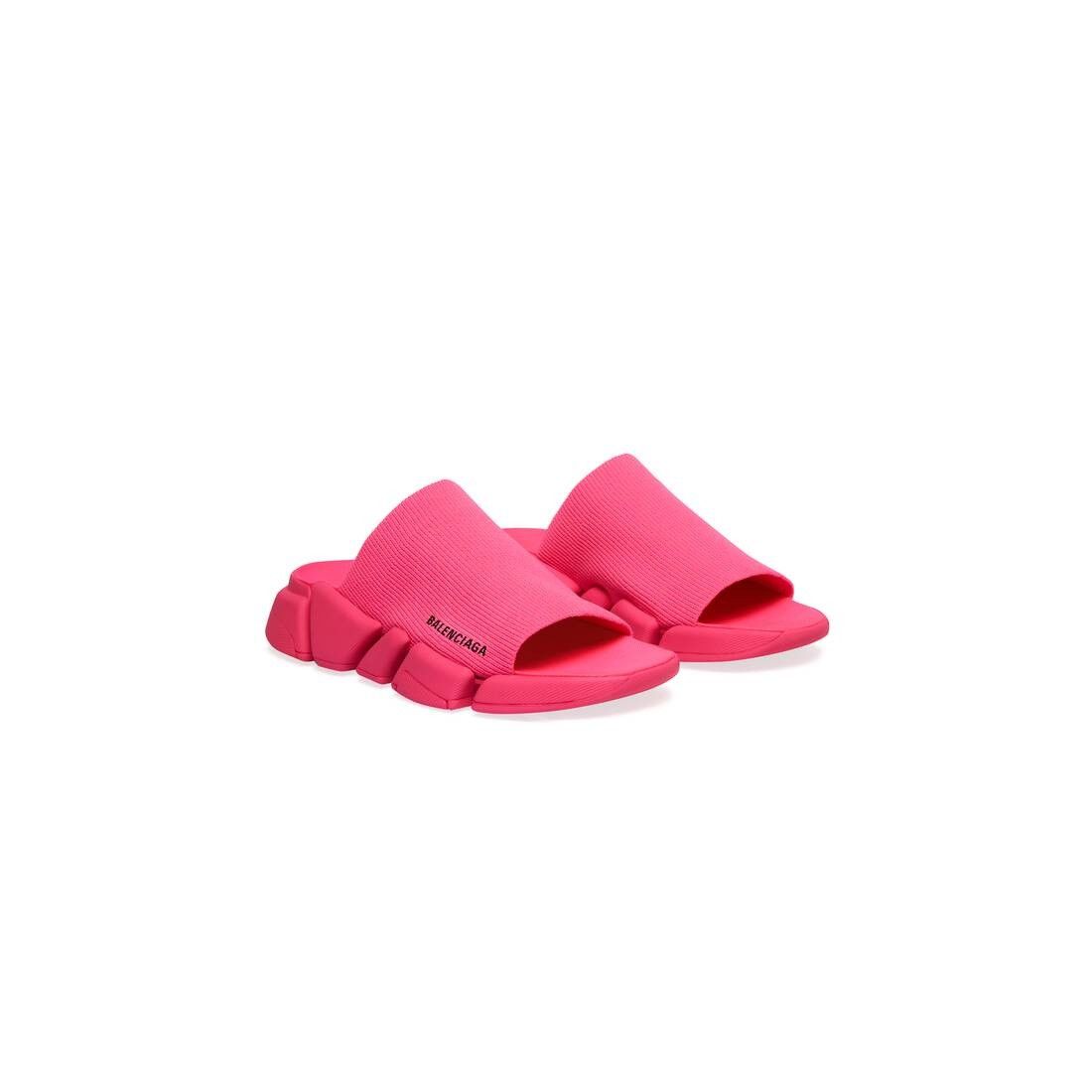 Balenciaga Women's Speed 2.0 Recycled Knit Slide Sandal in Fluo Pink Size US 12 / IT 42 - 2 Thumbnail