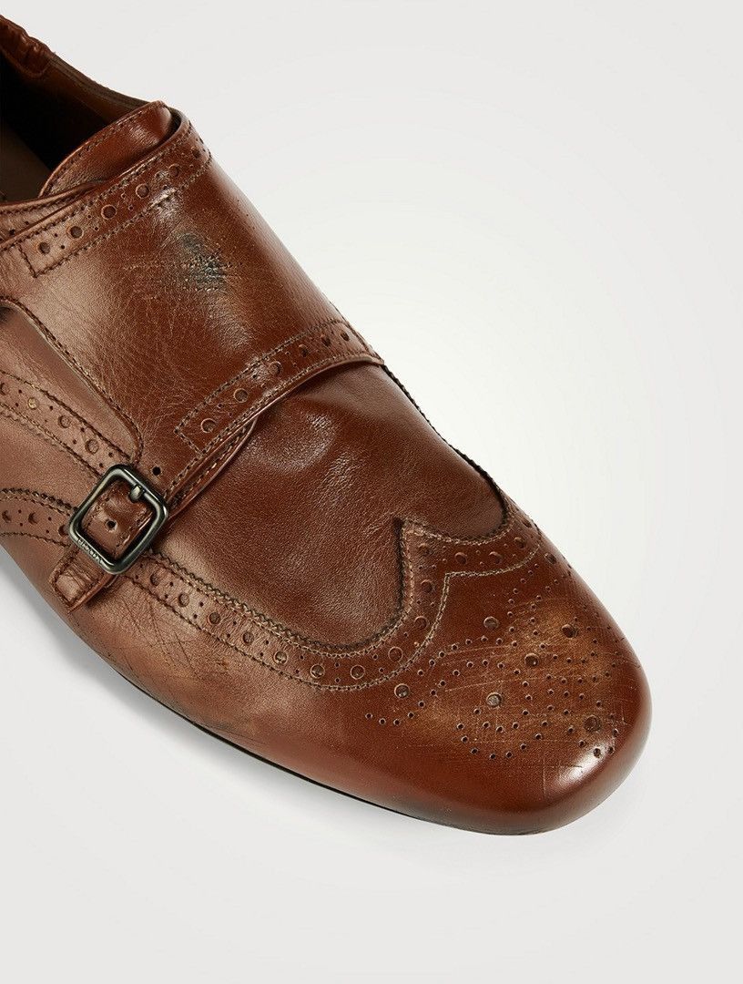 Prada Shuffle Leather Monk Strap Shoes Size US 7 / EU 40 - 4 Thumbnail