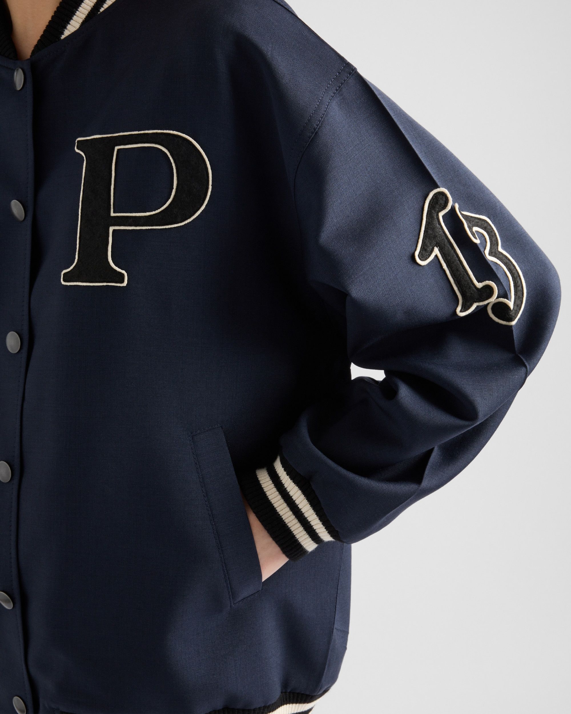 Prada Kid mohair bomber jacket with patches in navy Size US S / EU 44-46 / 1 - 2 Thumbnail