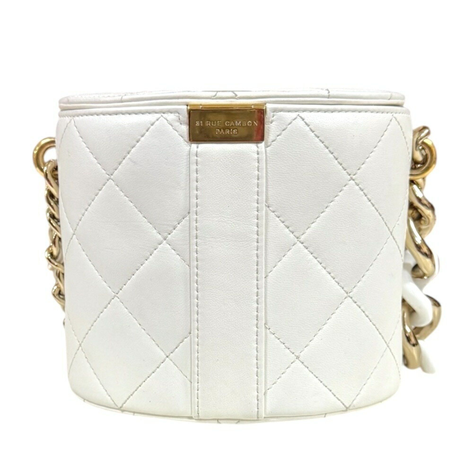 Chanel Chanel Vanity Bag Matelasse Shoulder Leather White Women's CHANEL Chain Size ONE SIZE - 3 Thumbnail