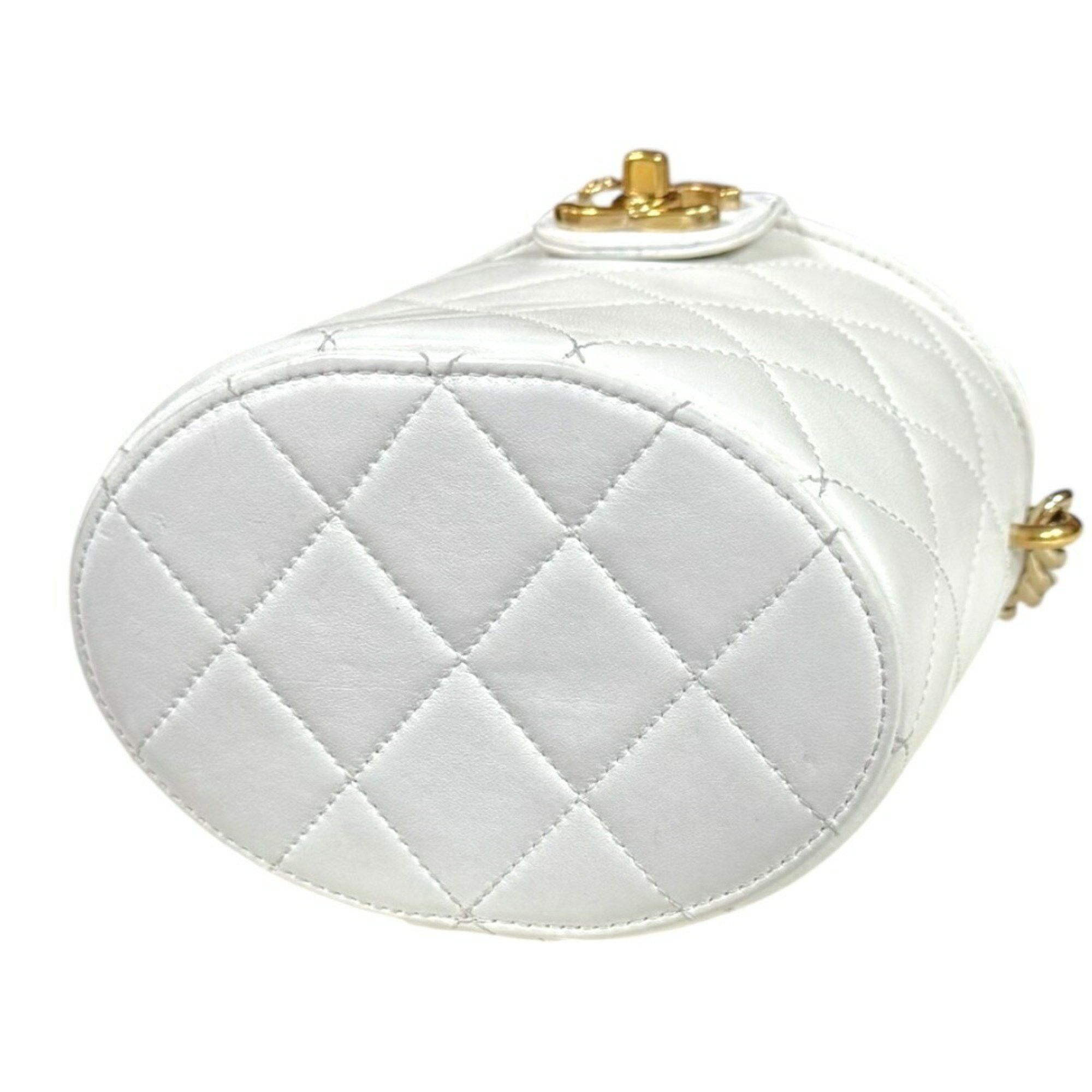 Chanel Chanel Vanity Bag Matelasse Shoulder Leather White Women's CHANEL Chain Size ONE SIZE - 5 Thumbnail