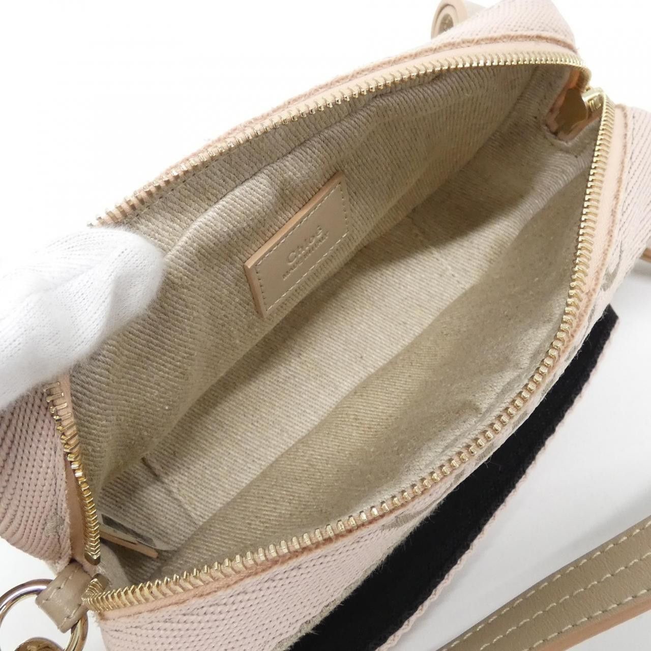 Chloe Chloe Chloé Woody Linen Canvas Calf Waist Bag Canvas Belt Bag CHC23AS432 L13 Size ONE SIZE - 7 Thumbnail