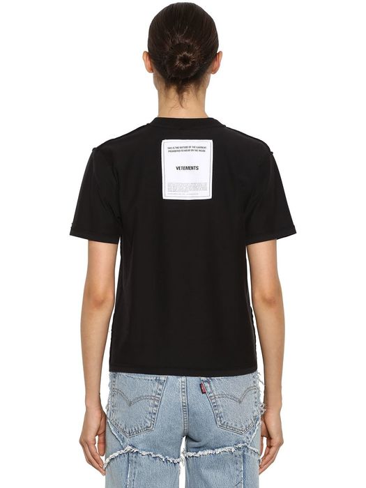Vetements Inside-Out Logo Cotton T-Shirt - Black