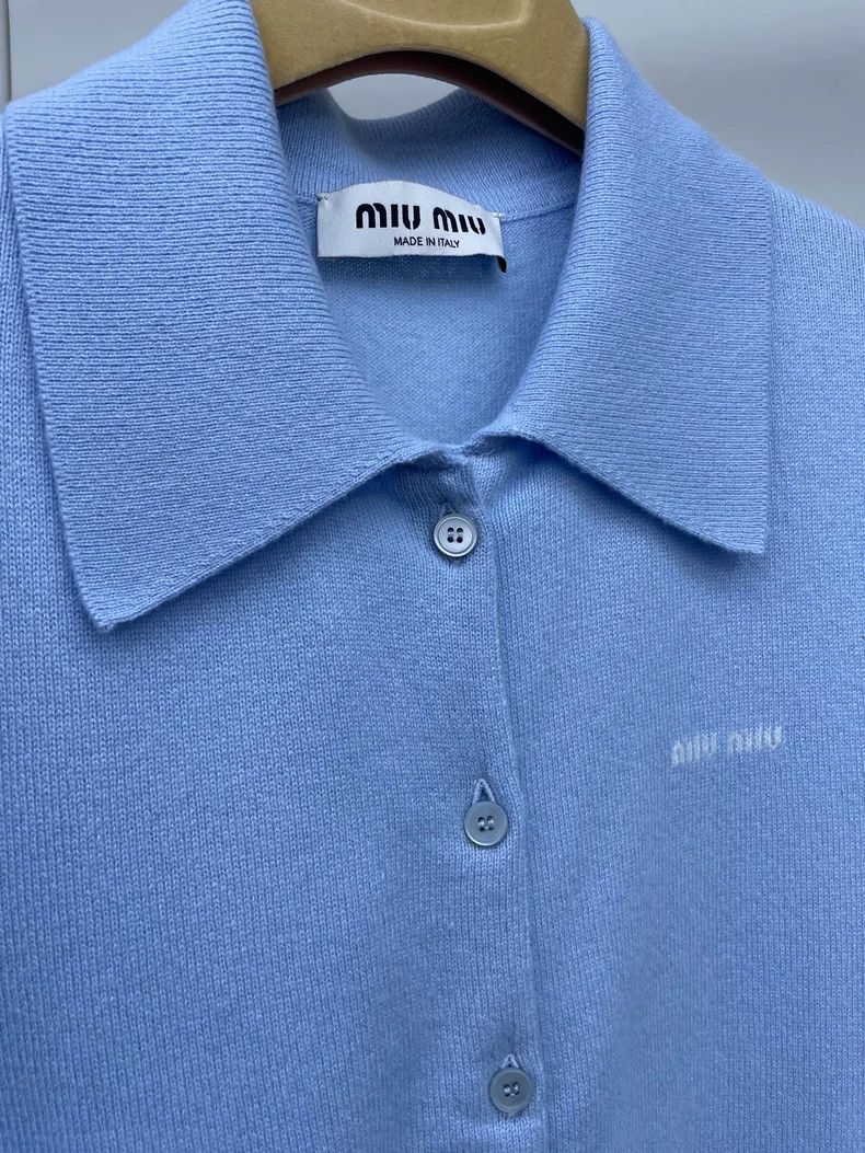 Miu Miu miumiu blue polo knit cardigan Size US S / EU 44-46 / 1 - 4 Thumbnail