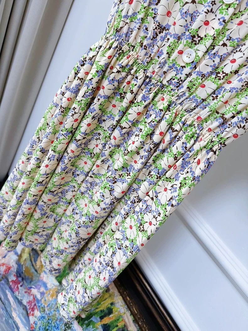 Miu Miu miumiu purple floral puff sleeve dress Size US 36 / EU 52 - 8 Thumbnail