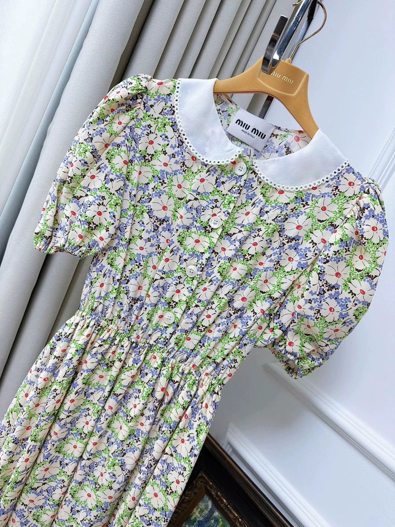 Miu Miu miumiu purple floral puff sleeve dress Size US 36 / EU 52 - 2 Thumbnail