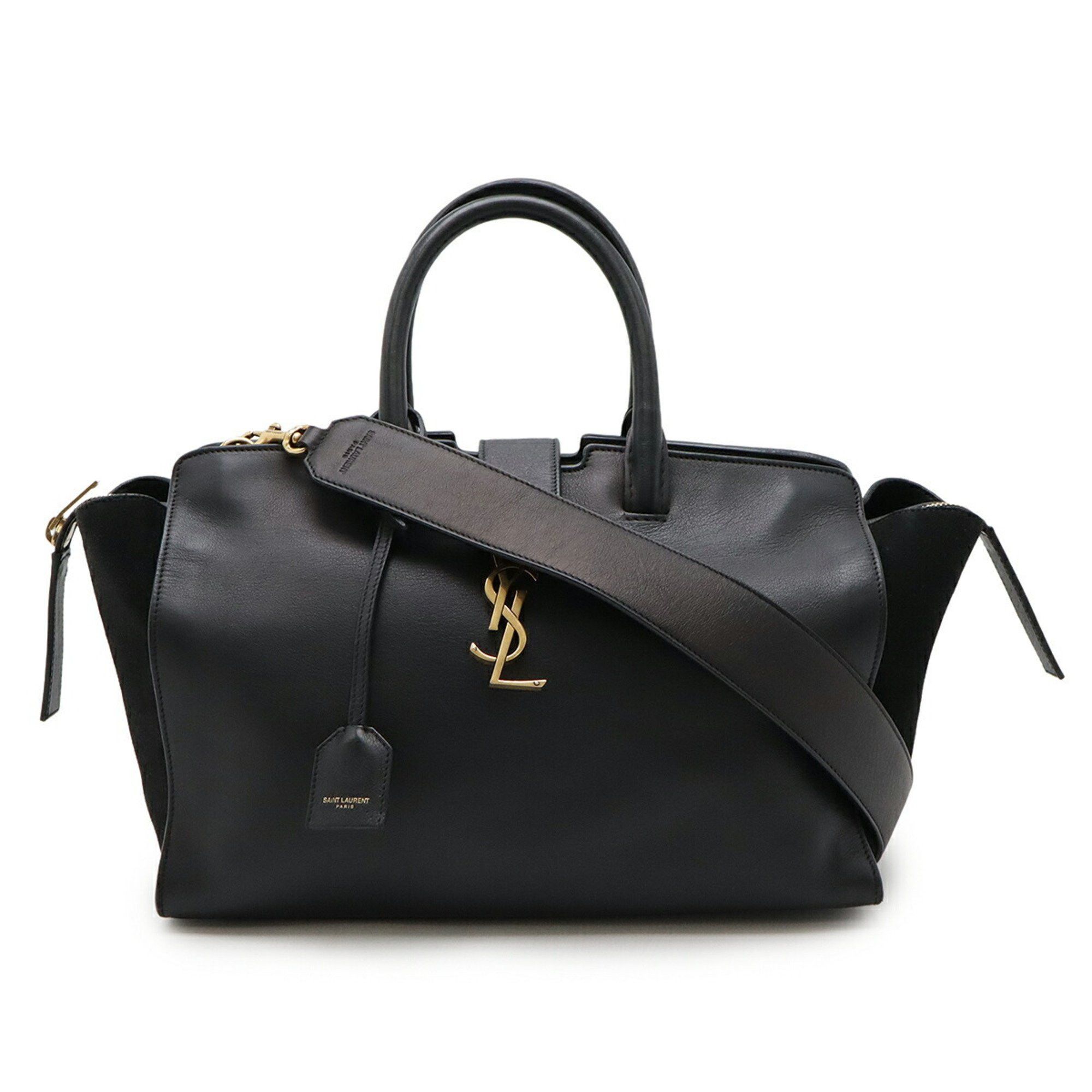 SAINT LAURENT PARIS Yves Saint Laurent Downtown Cabas Handbag Shoulder Leather Suede Black 436832