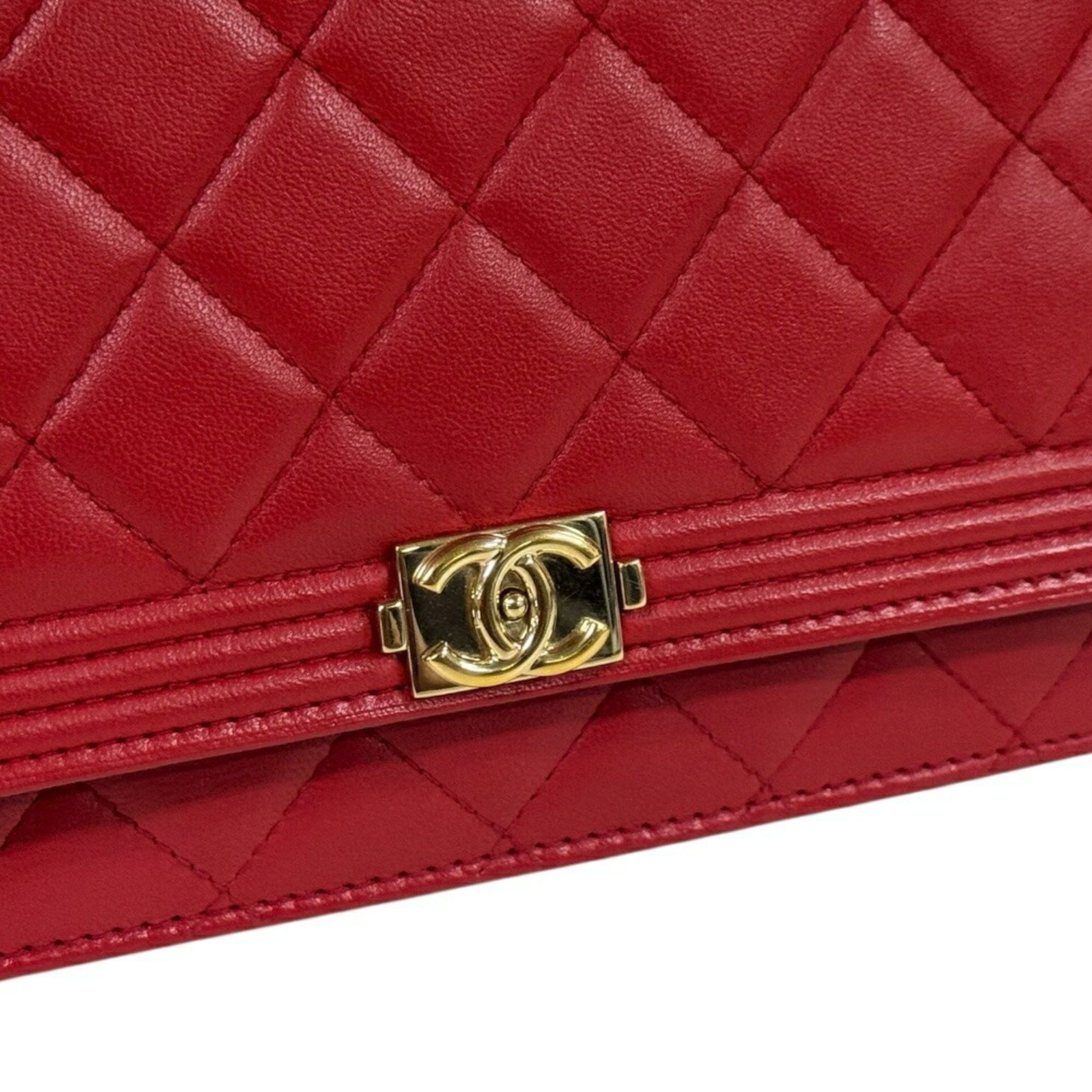Chanel Chanel Boy Shoulder Bag Leather Red Women's CHANEL Chain Wallet Size ONE SIZE - 11 Thumbnail