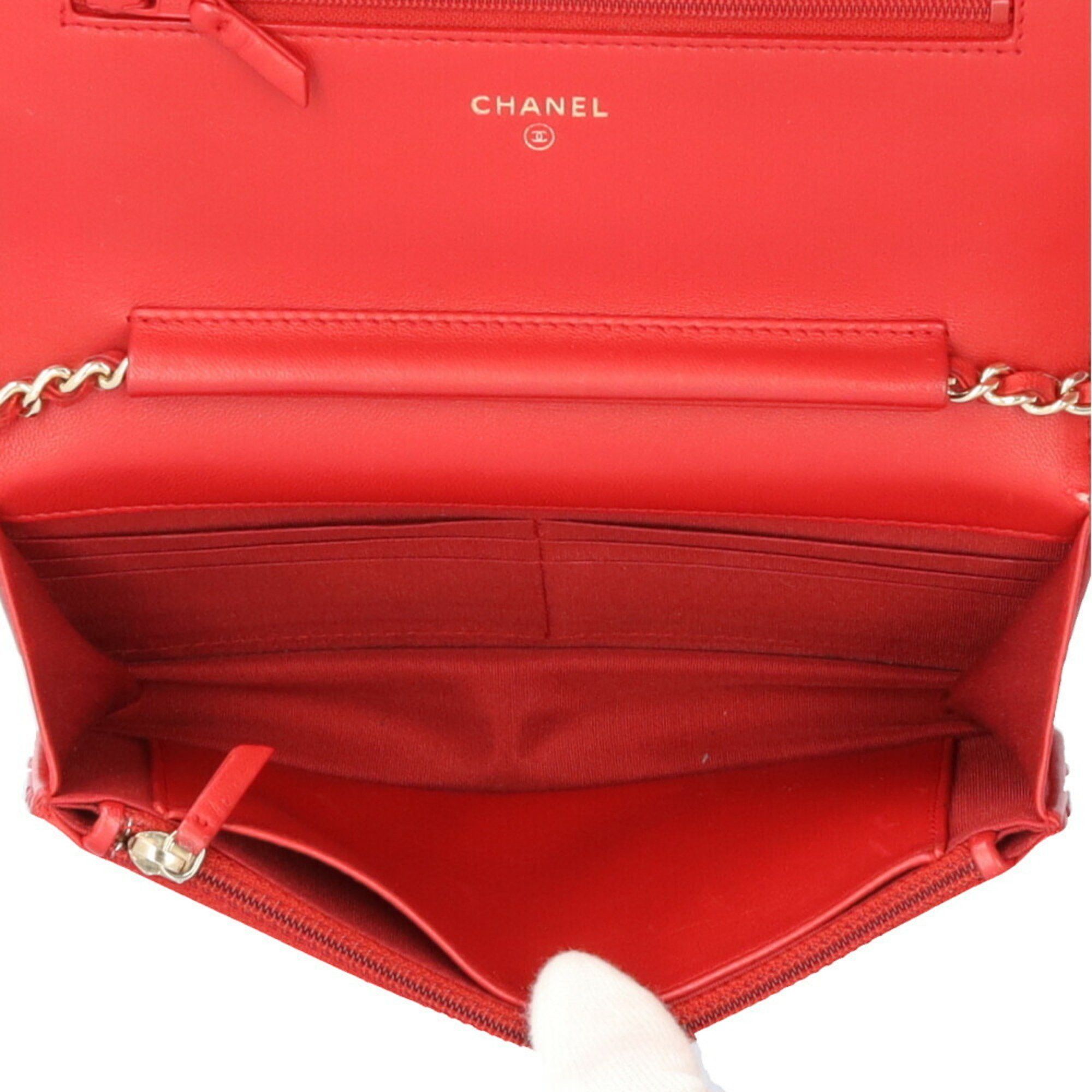 Chanel Chanel Boy Shoulder Bag Leather Red Women's CHANEL Chain Wallet Size ONE SIZE - 6 Thumbnail