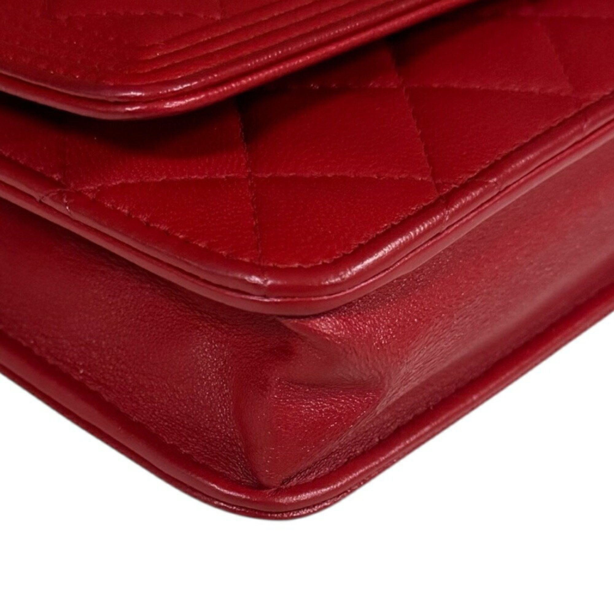 Chanel Chanel Boy Shoulder Bag Leather Red Women's CHANEL Chain Wallet Size ONE SIZE - 9 Thumbnail