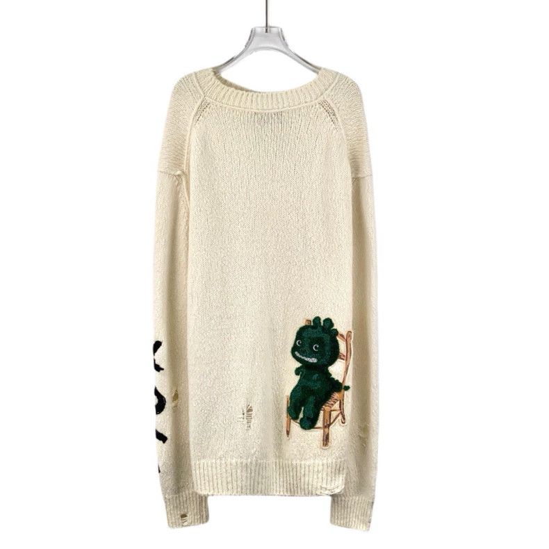 Dior Dior 24 beige cartoon knit sweater Size US XL / EU 56 / 4 - 2 Thumbnail