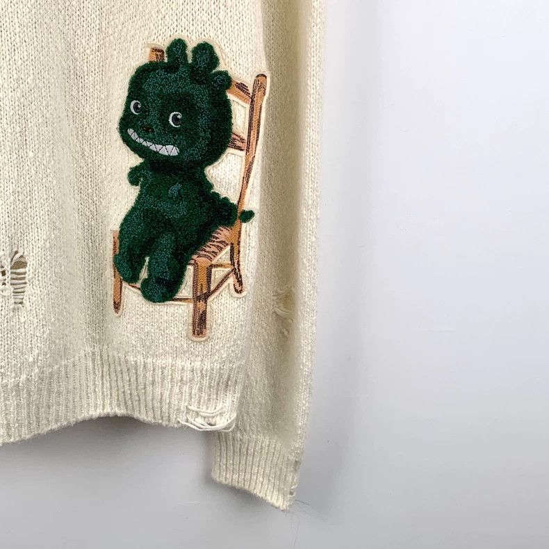 Dior Dior 24 beige cartoon knit sweater Size US XL / EU 56 / 4 - 5 Thumbnail