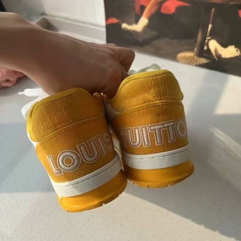Louis Vuitton LV Trainer yellow denim sneaker Size US 7 / EU 40 - 6 Thumbnail