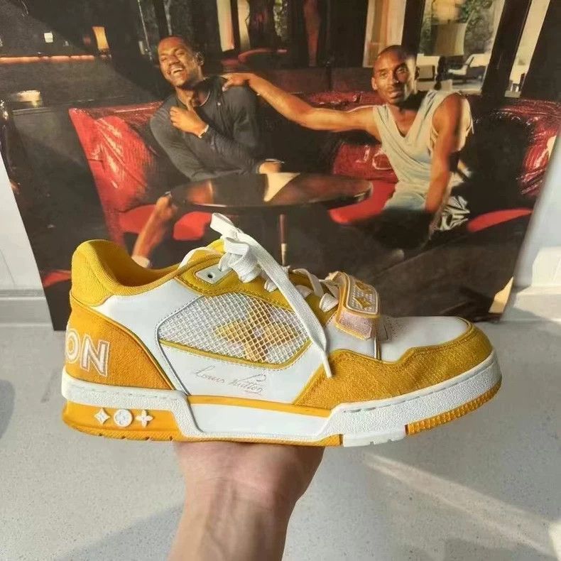 Louis Vuitton LV Trainer yellow denim sneaker Size US 7 / EU 40 - 3 Thumbnail