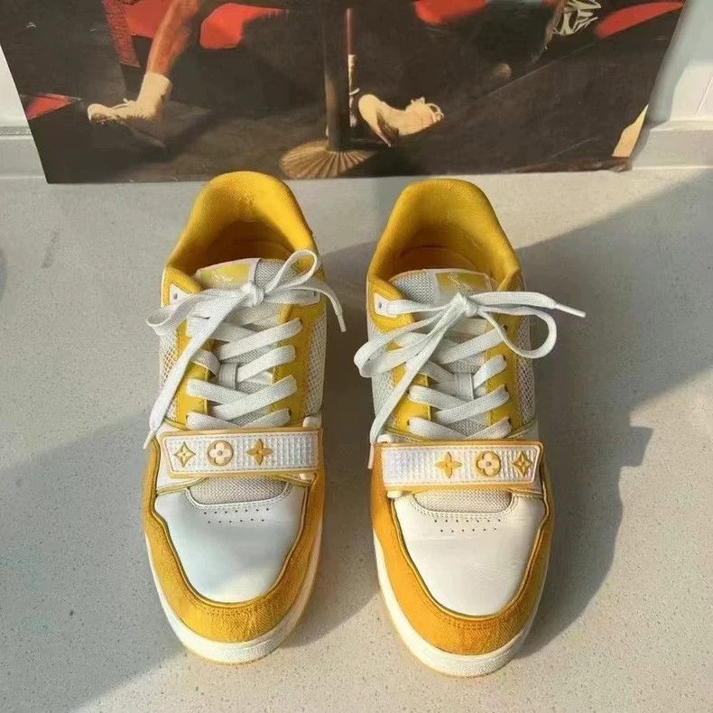 Louis Vuitton LV Trainer yellow denim sneaker Size US 7 / EU 40 - 5 Thumbnail